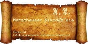 Marschauser Nikodémia névjegykártya